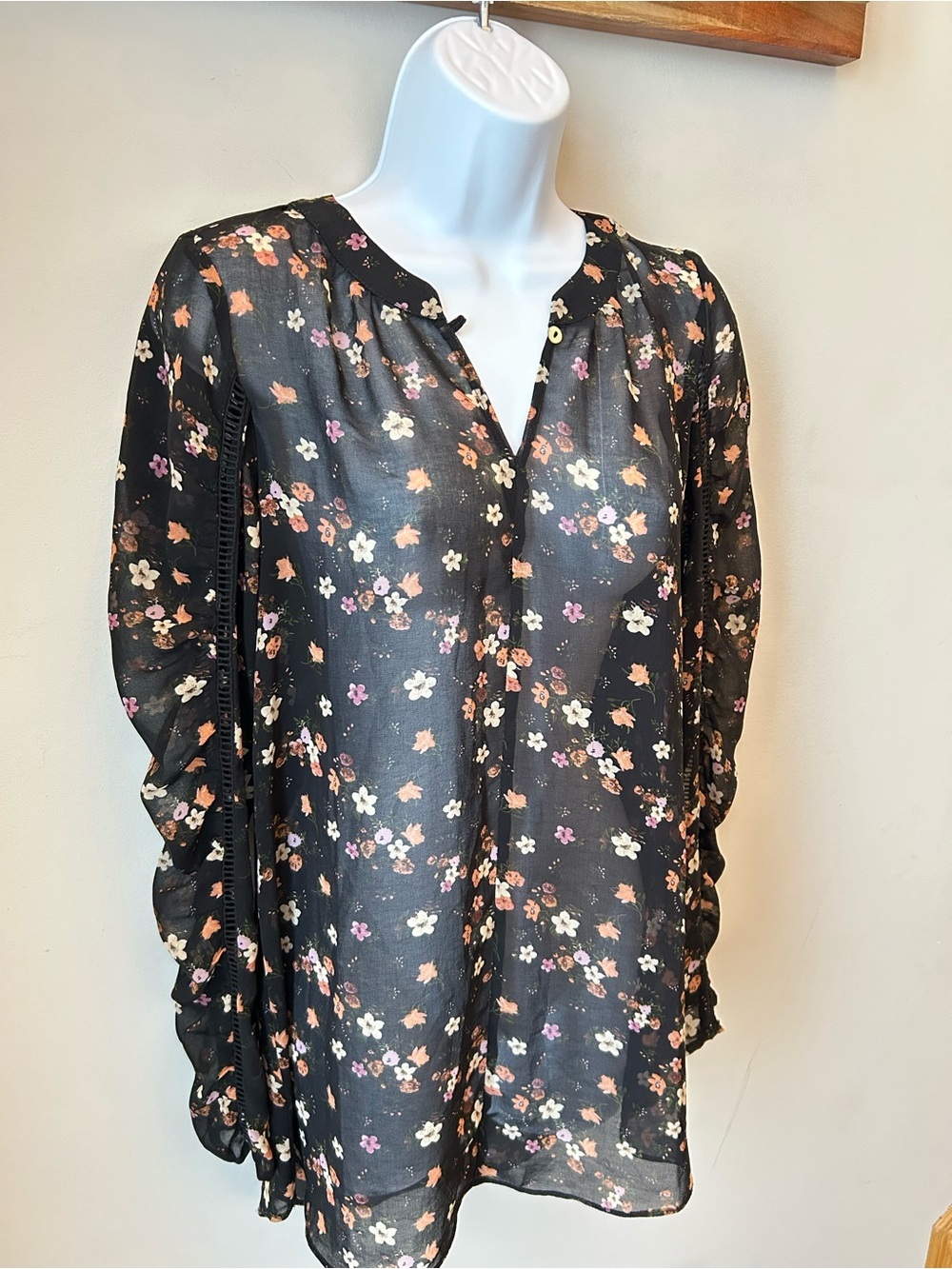 🟢 5 for $25 🟢 Camber & Grace Floral Sheer Blouse - Whimsigoth Fairycore Goth Flo